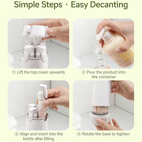 4-in-1Travel Dispenser Bottles Set, Refillable Leak Proof Squeeze Bottles with Label and Scale for Toiletries, Portable Travel Containers for Shampoo Lotion Conditioner Cream (Green) - 5