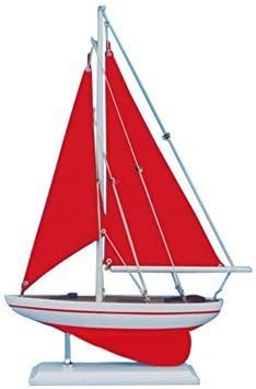 Pacific 17" Sailer Rojo con rojo velasModelo YateVelero Modelo de maderamadera