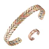 16,5 cm, dreifarbig, geflochtenes magnetisches Kupfer-Armband-Set für Frauen, Kupfer-Armreifen mit 8 Magneten, Geschenk für Freundin, Mutter, Frau