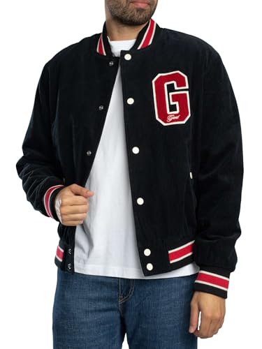 GANT Men's Cord Varsity Jacket, Black, L