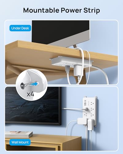 Image of TROND Surge Protector Power Strip with 360 Rotating Plug, 5ft, White