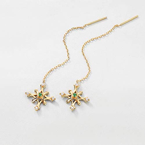 Boucles d'oreilles fil d'oreille émeraude anti-perte et légères - 2