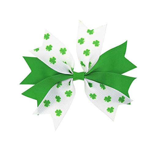St Patricks Day Baby Girls Ribbon Hairbow Hairband Green Clover Hairpins JHSP023