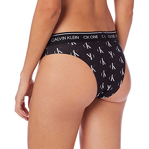 Calcinha Tanga estampada, Calvin Klein, Feminino, Preto, M