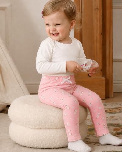 Image of Jecson Toddler Girl Leggings Baby Pants 3 Pack Stretchy Floral Clothes 1-4Y