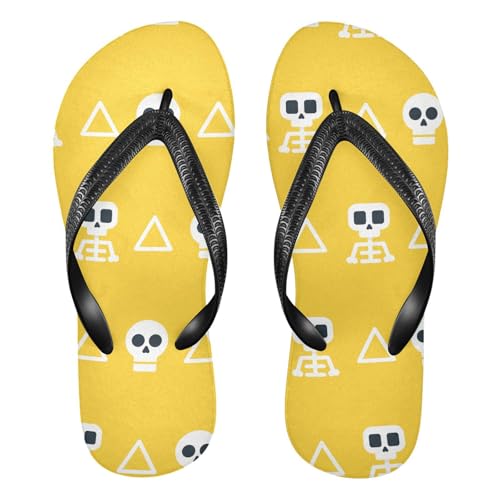 Skull Geometry Yellow Flip Flop Beach Summer Casual Sandal for Women & Men Shower Shoes 2301746
