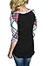 Annflat Women's Casual Striped 3/4 Sleeve Pocket T Shirt Color Block Blouses and Tops,Black,(US8-10)Medium