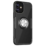 Essen Case Compatible with iPhone 12/12 Pro 6.1 inch, Ring Holder 360° Free Rotation Kickstand Work with Magnetic Car Mount, Transparent TPU Clear Case/Shockproof Air Bag/Anti-Scratch (Silver Black)