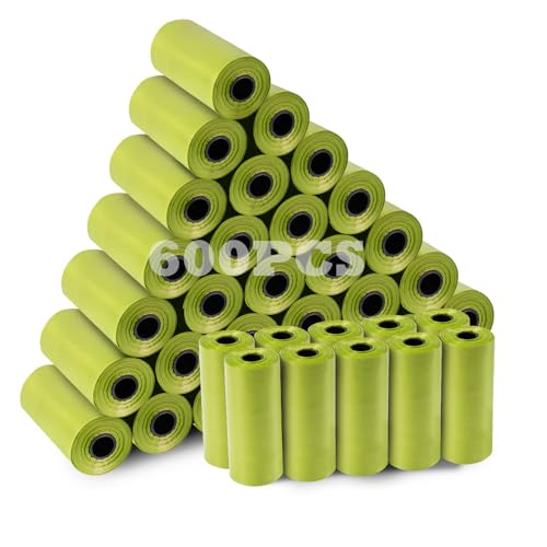 Withosent 600 pezzi sacchetti Cane Cacca, 40 Rotoli Extra Spesso Sacchetti per Cani con Dispenser, Portatili a prova di Perdite Bustine Cacca Cane 33x22.8cm