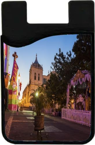Island Gifting Neoprene Stick-on ID Card Holder for iPhone/Galaxy/Google Android Cases Featuring Image of Our Lady of Grace Cathedral in Leon Nicaragua