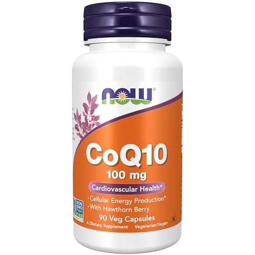 Image of NOW Foods Supplements, CoQ10 100 mg with Hawthorn Berry, Pharmaceutical Grade, All-Trans Form produced by Fermentation, 90 Veg Capsules