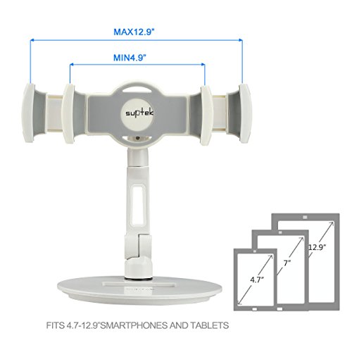 Suptek Aluminum Tablet Desk Stand 360° Flexible Cell Phone Holder Mount For Ipad, Iphone, Samsung, Asus And More 4.7-11 Inch Devices, Good For Bed, Kitchen, Office (Yf108Dw) #TOP3