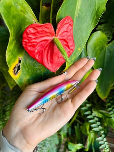 kit 5 Isca Artificial Meia Agua Tucunaré Traíra Com Anzol, Isca Rígida, 10Cm, Colorida Marca Yourtec