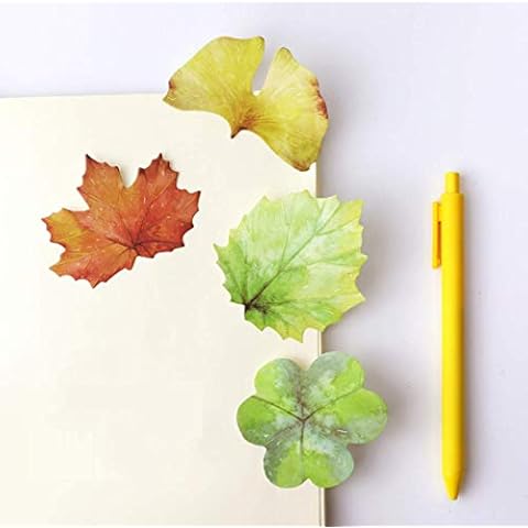 VPlus 4 Pack Cute Craft Green Leaf Shape Self-stick N Times Memo Pad Sticky Notes Refreshing Style Paper Sticker Pads DIY Home Decoration 4 Models Cover