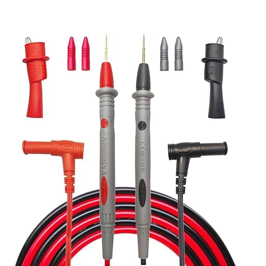 QBM Professional Multimeter Test Leads Set, Pure Copper Gold-Plated Probes, CAT III 1000V/20A DC/AC, Extra Sharp Extended Needle Tips-picture-22