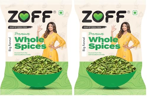 Image of ZOFF Big Fennel Whole- Saunf in Fresh 50gm - for Cooking, Digestion & Refreshing Beverages - Extra-Large, Aromatic, 100% Natural (Pack of 2)