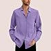 Men's Cotton Linen Shirts Long Sleeve Button Down T Shirts Beach Loose Fit Casual Tops Lightweight Vacation Tees Pink
