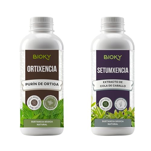 Purín de Ortiga 1L + Extracto de Cola de Caballo para Plantas 1L Aporta Hierro y Nutrientes Esenciales - Mejora Defensas Naturales de Plantas - Producido por Decocción y Fermentación