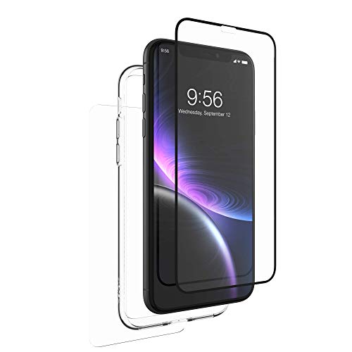 ZAGG InvisibleShield Glass+ 360 - Front + Back Screen Protection with Side Bumpers Made for Apple iPhone XR - Black, Clear