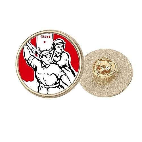 Broche ronde dorée motif rouge de haute qualité pour collectionneur