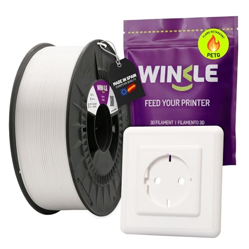 Winkle Filament PETG FR 1,75 mm Blanc 1 kg Filament pour imprimante 3D, PETG Flame Retardant EN13501-1 pour applications électroniques et exposition à des...