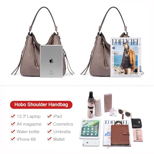 Image of Realer Hobo Crossbody Bags for Women Designer Faux Leather Hobo Handbags Retro Large Size Shoulder Bag Bucket Purse