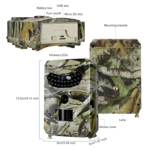 Caméra de chasse 1080p étanche avec 26 LED infrarouges