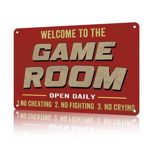 macago Letrero de estaño vintage rústico para decoración de pared para el hogar, decoración vintage, juegos, arcade, retro, videojugadores, accesorios de arte, tarjetas de billar, regalo de 8 x 12