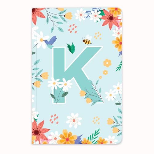 Image of Initial K Premium Soft Bound Notebook Diary for Girls and Women (B6, 90 GSM, 160 Ruled Pages) Floral Design Notebook Journal Diary