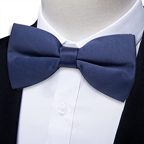 Yourties Pre-Tied Bow Ties For Men Solid Color Navy Blue Bowtie Formal Bussiness #TOP7
