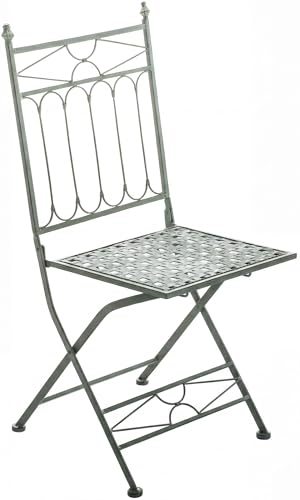 CLP Chaise de Jardin Pliante Asina, Dossier en Fer galvanise, Style Art Nouveau, Fauteuil pour Balcon et terrasse, Hauteur Assise 48 cm, Couleur:Vert Antique