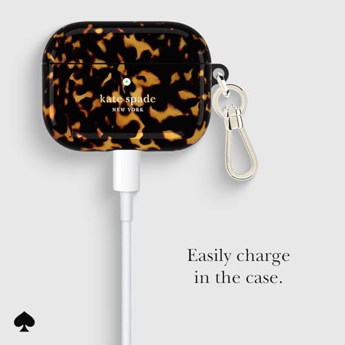 Image of kate spade new york AirPods Pro 3 Protective Case with Luxe Metallic Keychain Clip - Transparent Tortoise, Compatible with AirPods Pro 3rd Generation