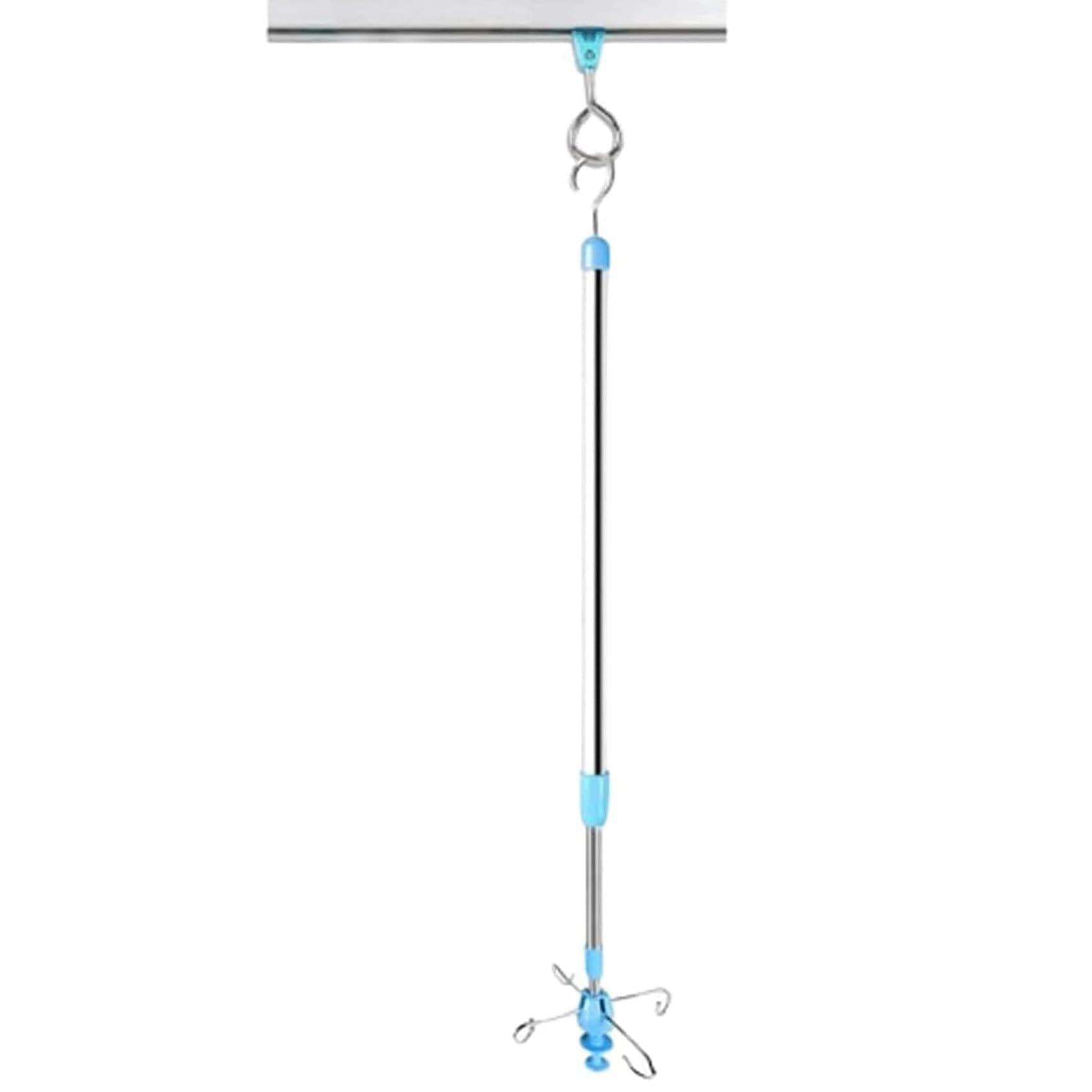 B,Poteau IV Mural/Au Plafond avec Rail Coulissant – Support Réglable en Acier Inoxydable, 4 Crochets Et Glissement Silencieux – pour Soins À Domicile Et Patients Âgés