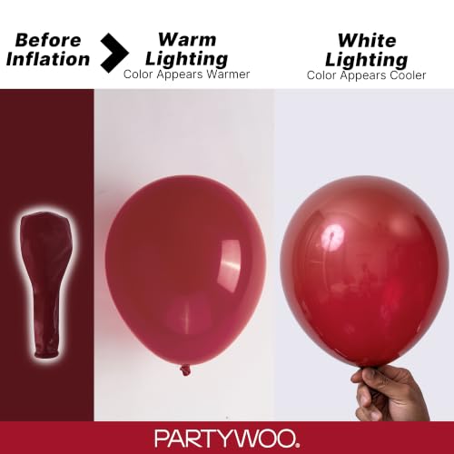 Image of PartyWoo Burgundy Balloons 50pcs Dark Chestnut Red Maroon Dark Color (Pack of 2)
