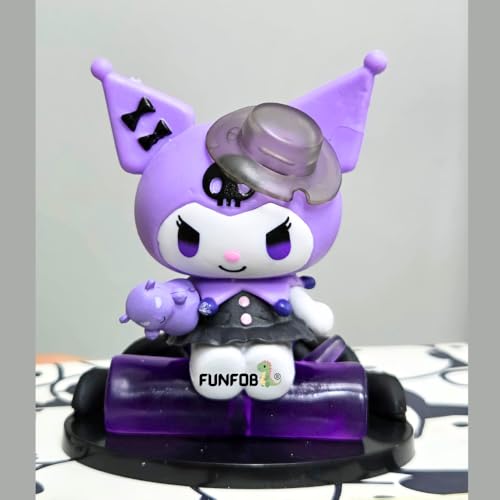 Image of FUNFOB Kuromi Action Figure Height - 7.5cm to 8.5cm Sanrio Toys Kuromi Figurine PVC Multicolour | Kuro-mi Holoween Black Hat