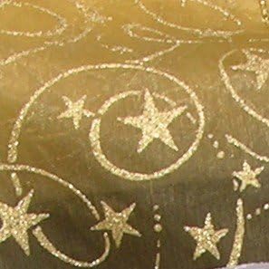 The Ribbon People Sheer Gold with Glitter Stars Wired Craft Ribbon 3" x 27 Yards