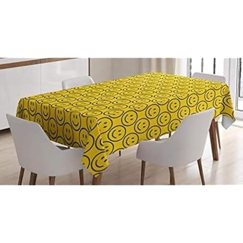 Ambesonne Funny Faces Tablecloth for Dining Cover