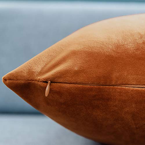 Image of JUSPURBET Rust Throw Pillow Covers Set of 2 Decorative 22x22 Velvet Pillow Covers for Couch Sofa Bed Soft Cushion Covers Cases with Invisible Zipper for Living Room Home Decor