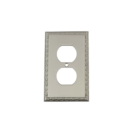 Nostalgic Warehouse 720052 Egg & Dart Switch Plate with Outlet, Satin Nickel
