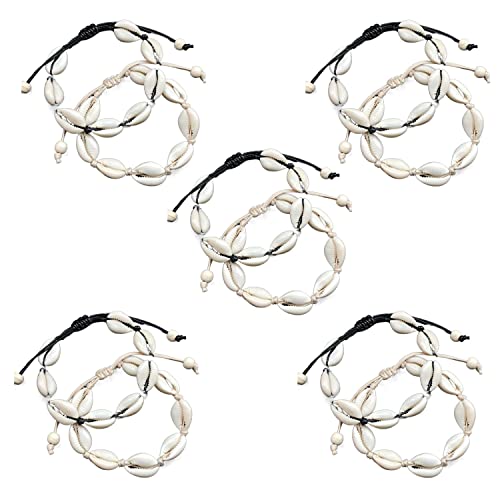 gofidin 10pcs Adjustable Bohemian Sea Shell Bracelet Anklet Rope Boho Cowrie Ankle Foot Bracelet Women Summer