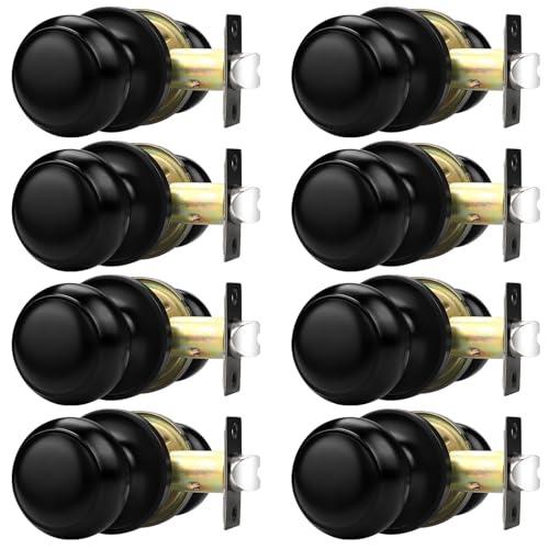 Probrico Closet Door Knobs 8 Pack, Interior Passage Door Knob Matte Black Finish, Modern French Door...