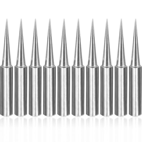 CJQRL 10 Pièces Pointe Fer A Souder, Panne à Souder, Pointe de Fer à Souder de Remplacement, Pointes de Soudure Alliages Plaqué Nickel, Applicable pour Hakko,Station de Reprise de Soudure Conseils