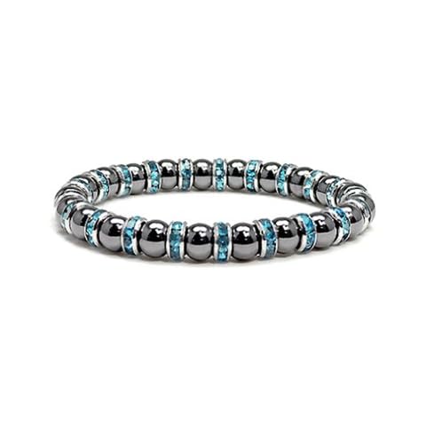 Accents Kingdom Magnetic Bracelet Women's Tuchi Simulated Pearl Hematite Magnetic Therapy Bracelet with Simulated Aquamarine Crystal, 7.5" Cover