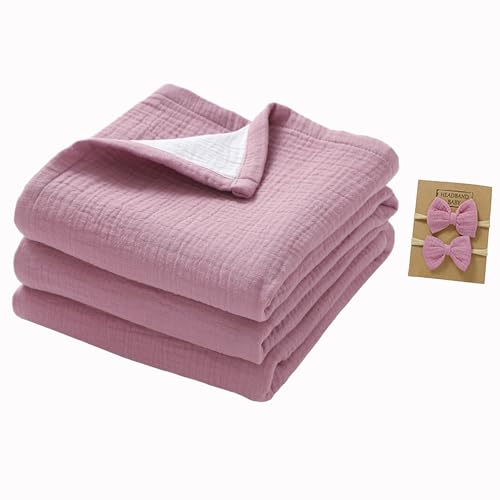 okdiy 4 Layers Muslin Baby Blankets, 100% Cotton Muslin Toddler Crib Swaddle Blankets, Soft and Lightweight Baby Quilt for Boys and Girls 47 * 47