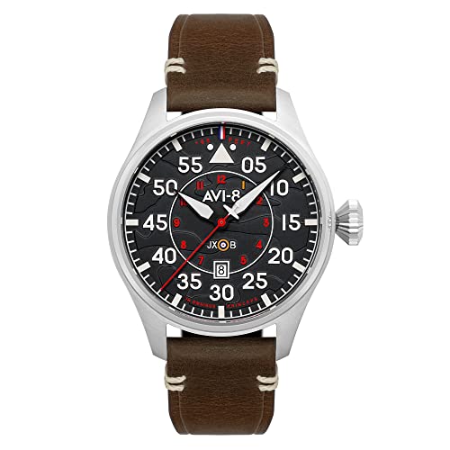 Avi-8 Mens 46Mm Hawker Hurricane Clowes Automatic Wittering Pilot Watch With Genuine Leather Strap Av-4097-01 #TOP15