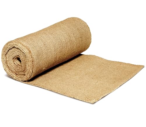 VViViD Natural Burlap Table Runner & Placement Set (12” x 35ft) Rustic Jute Decor for Weddings, Holidays, Home, Farmhouse Style Event, Kitchen Coffee Table Decor Cover