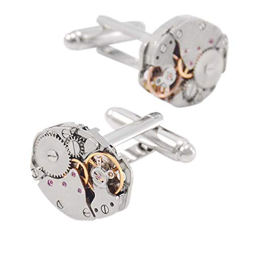 HOQTUM Manschettenknöpfe, Mechanische Uhrwerk Manschettenknöpfe Herren Französisch Hemd Anzug Business Geschenk Manschetten Valentinstag Geburtstag Jubiläum Cover
