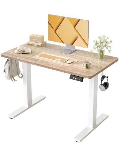 BEXEVUE Escritorio eléctrico Ajustable en Altura 100×60 cm – Mesa ergonómica de pie y Sentado, Estable y silenciosa con 2 Botones de Memoria, diseño Moderno para Oficina y teletrabajo, Color Arce