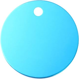 Blank Labels Metal Stamping Tag Charms 25pcs Alloy Round Metal Stamping Blanks Blank Tags Pendants with Hole for Jewelry Making PET Dog ID (Light Blue) Jewelry Tags