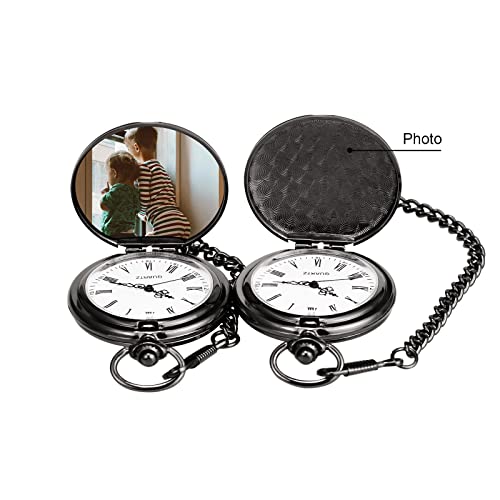 Image of TREEWETO Mens Engraved Pocket Watch Gifts for Brother, Unique Birthday Gift Ideas for Man, Graduation Gifts for Him, Present for Men